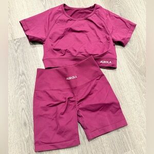 AUROLA Workout Gym Shorts Top Outfit Set